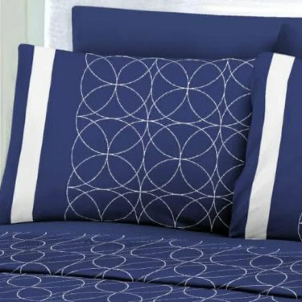 Royal Bamboo King Duvet Cover Set 6 pc Set Blue Stripes